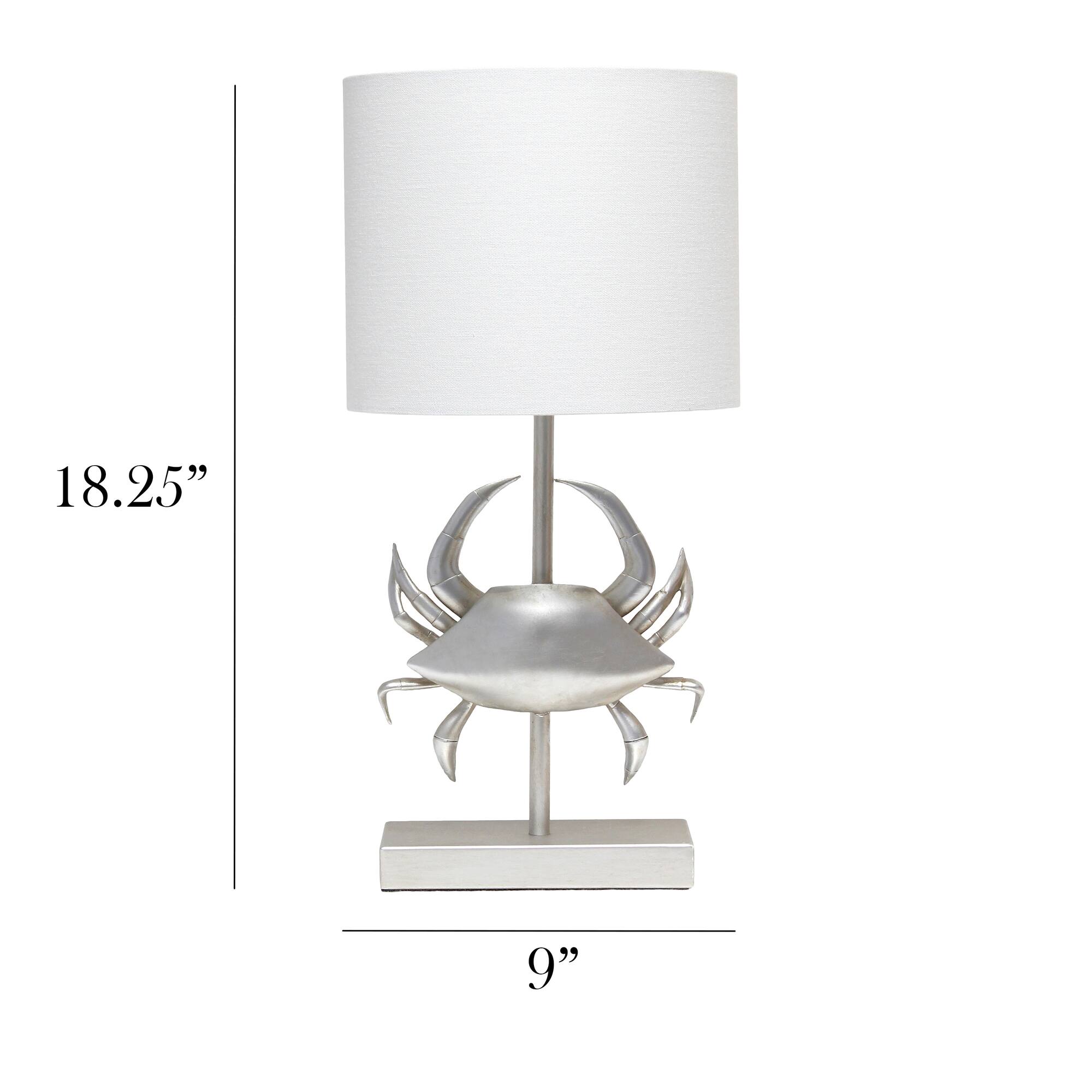 Simple Designs™ 18" Brushed Nickel Pinching Crab Table Lamp with White Shade